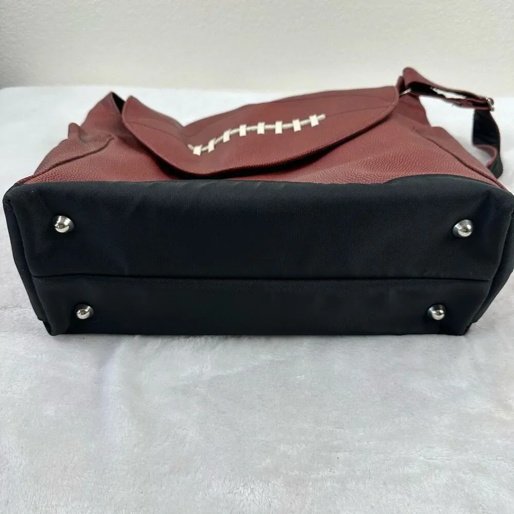 Timi & Leslie Football Stitch Men's Diaper‎ Bag Brown Leather Game Day Sporty